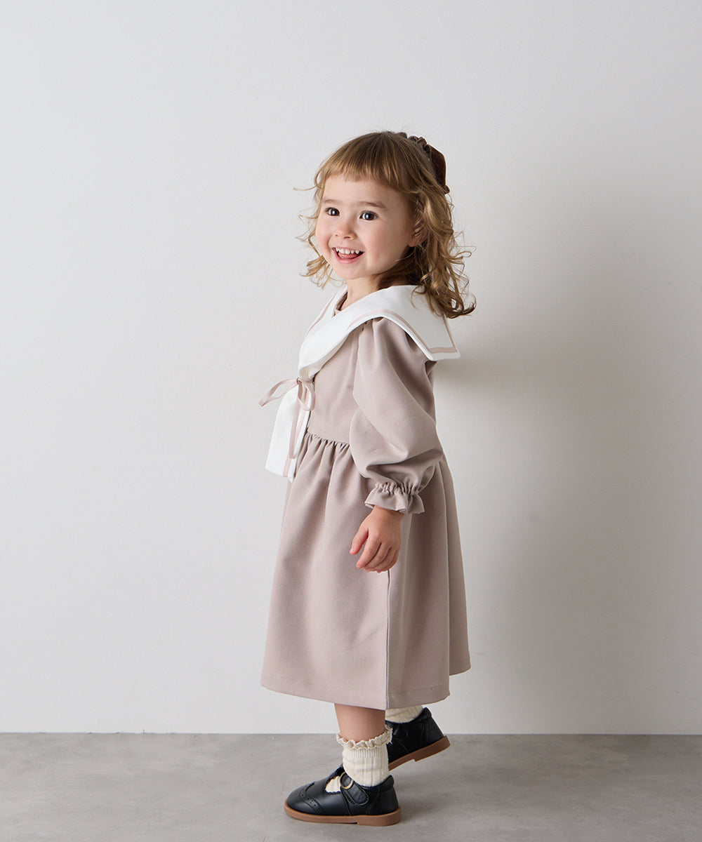 配色セーラーカラーリボンセレモニーワンピース