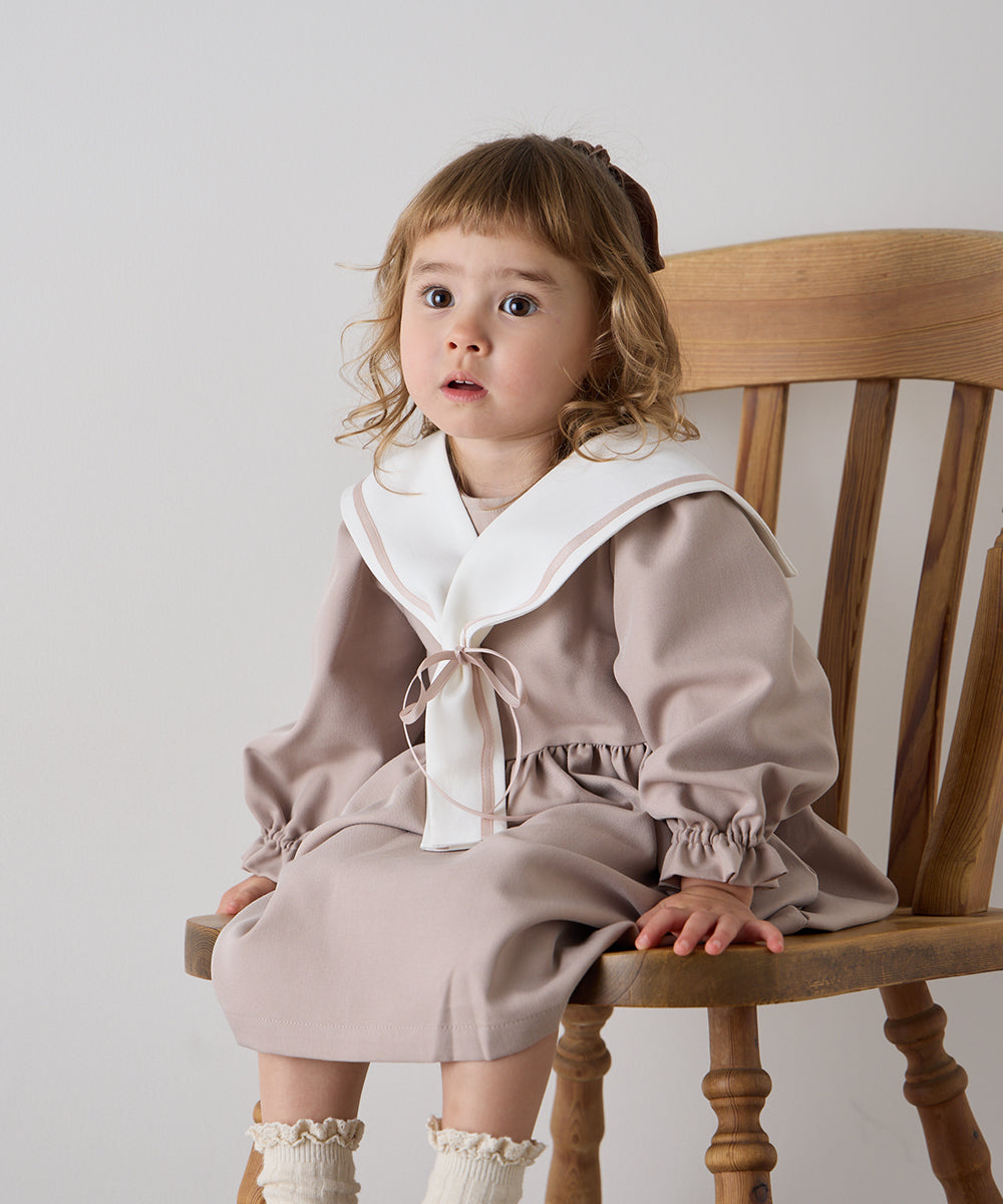 配色セーラーカラーリボンセレモニーワンピース