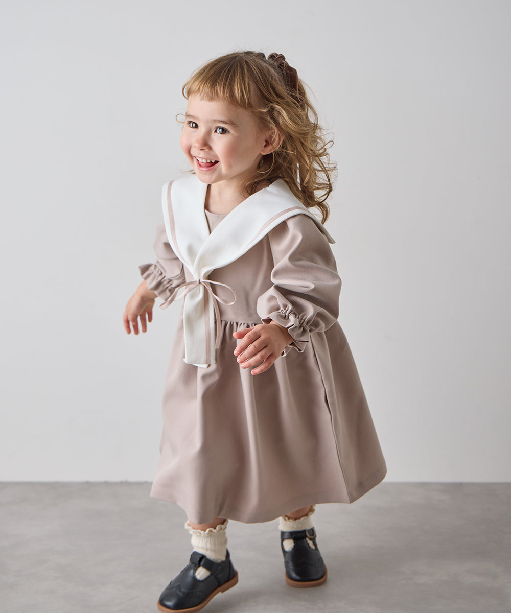 配色セーラーカラーリボンセレモニーワンピース