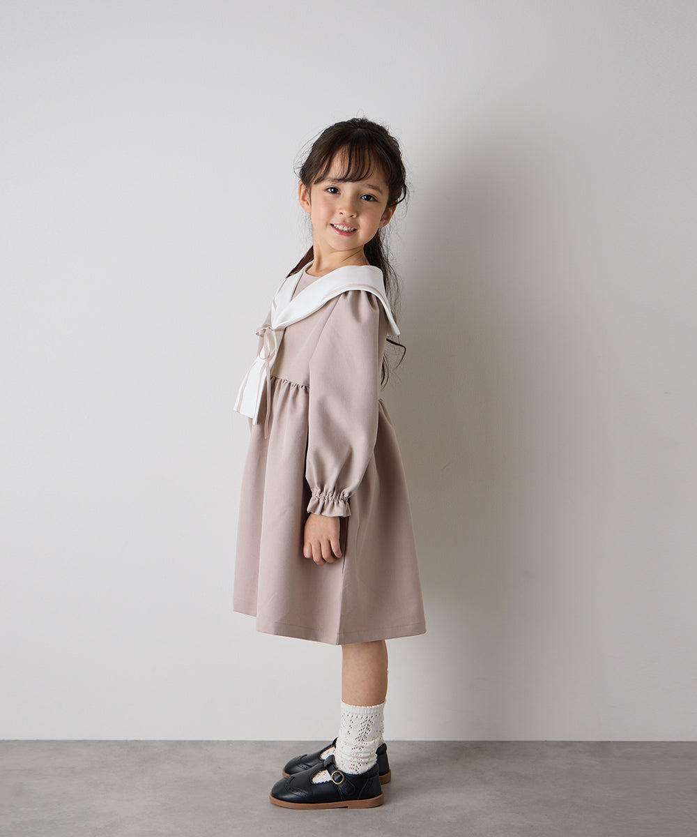 配色セーラーカラーリボンセレモニーワンピース