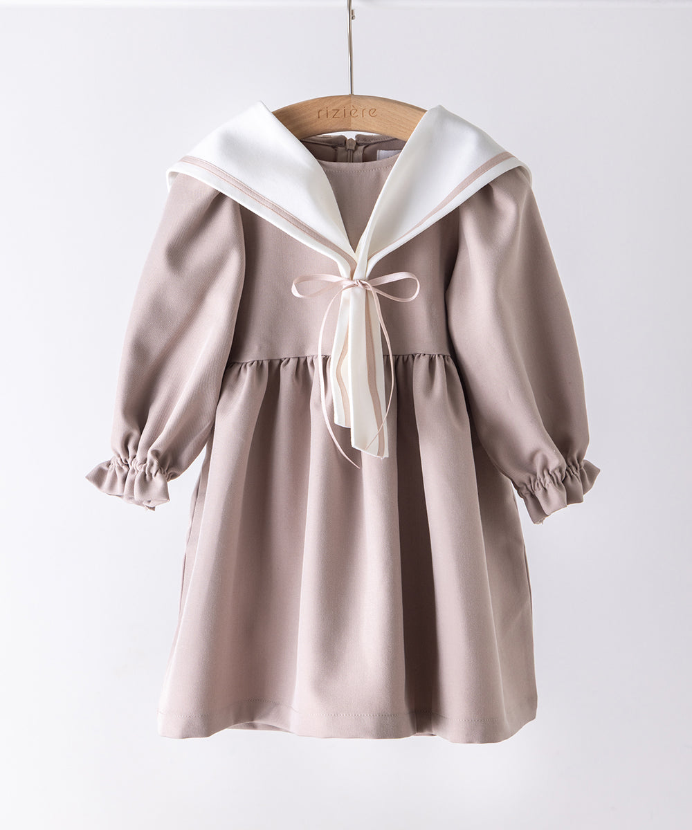 配色セーラーカラーリボンセレモニーワンピース