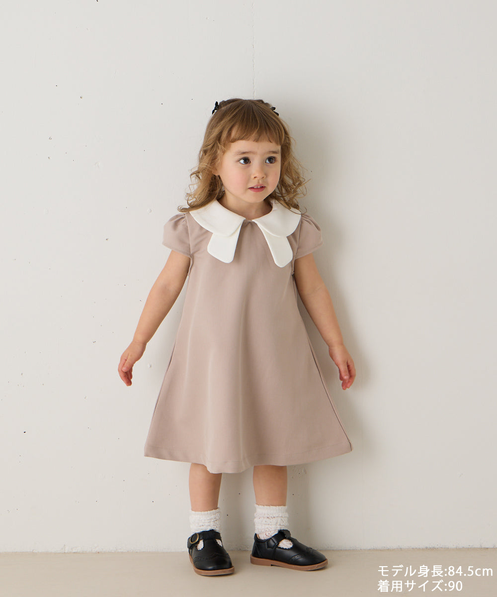 【リンクコーデ】ダブルカラーキャップスリーブワンピース