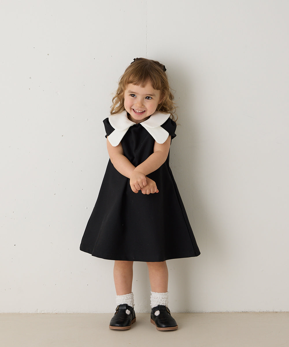 【リンクコーデ】ダブルカラーキャップスリーブワンピース