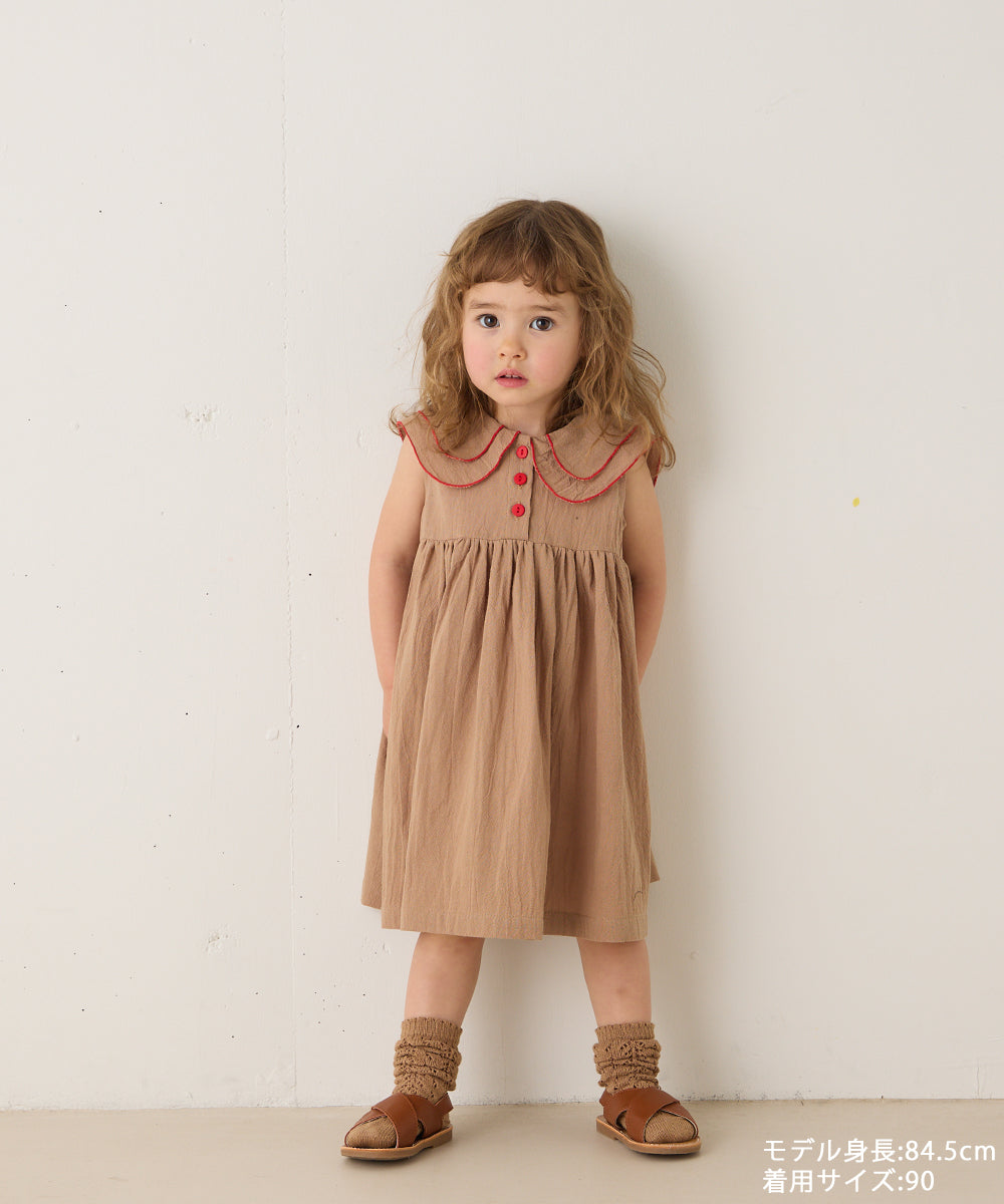 配色パイピングセーラーカラーワンピース