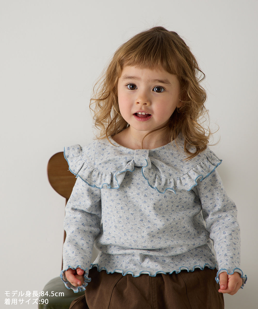 花柄ポインテルリボンモチーフプルオーバー