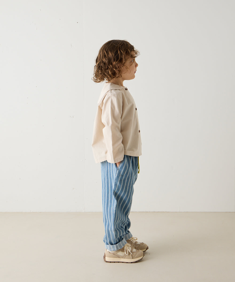 ウエスト切り替えストライプデニムパンツ