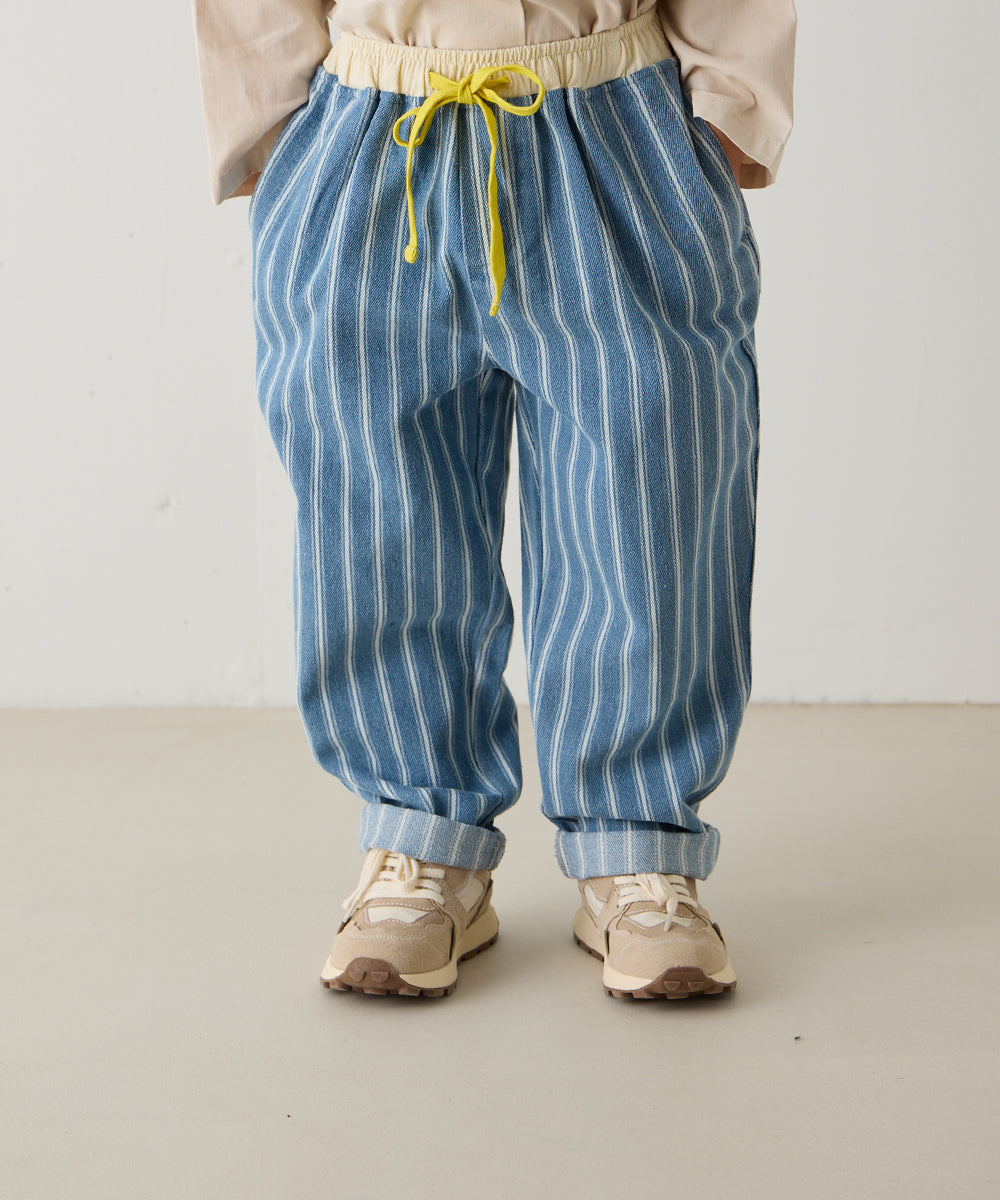 ウエスト切り替えストライプデニムパンツ