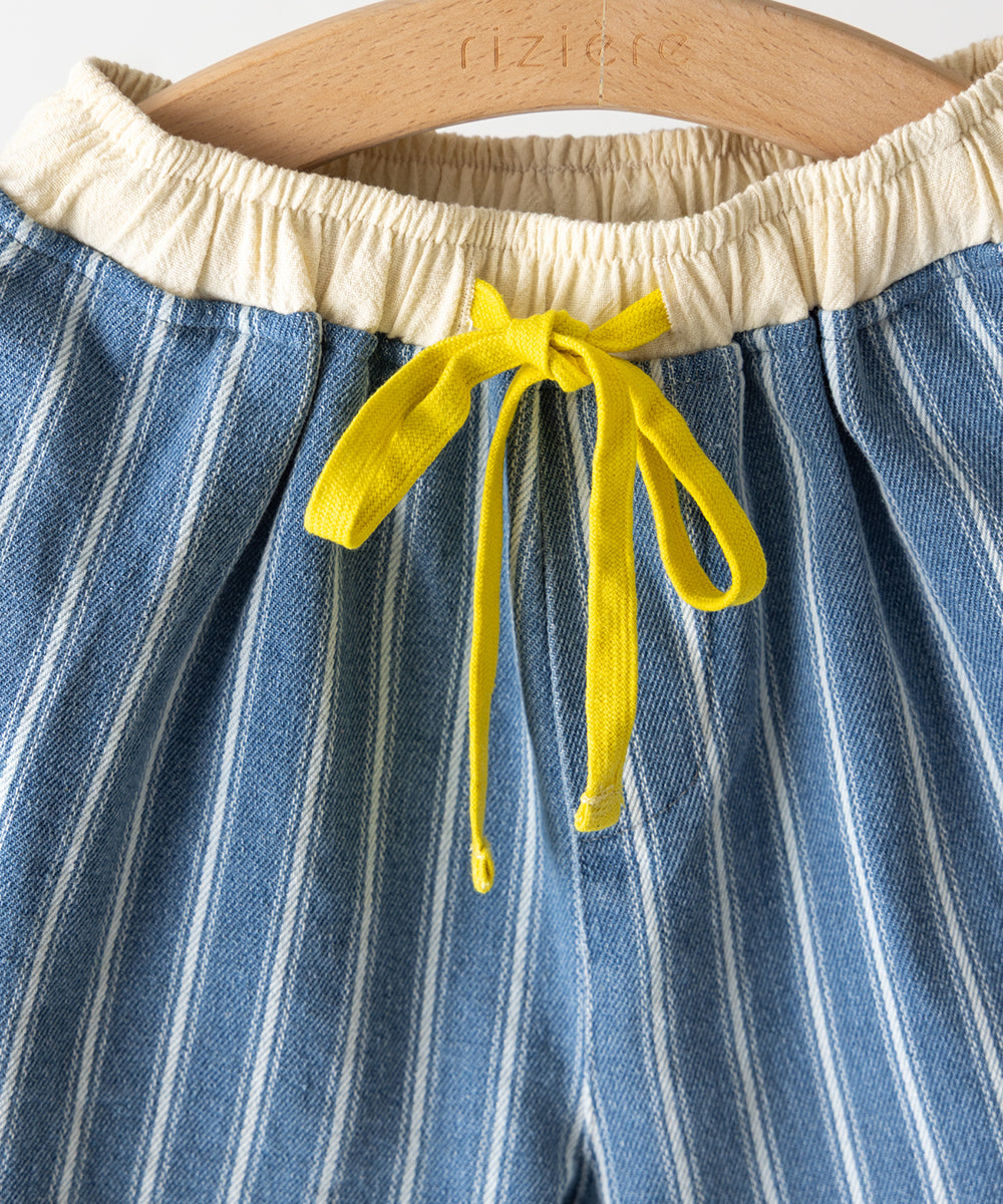 ウエスト切り替えストライプデニムパンツ