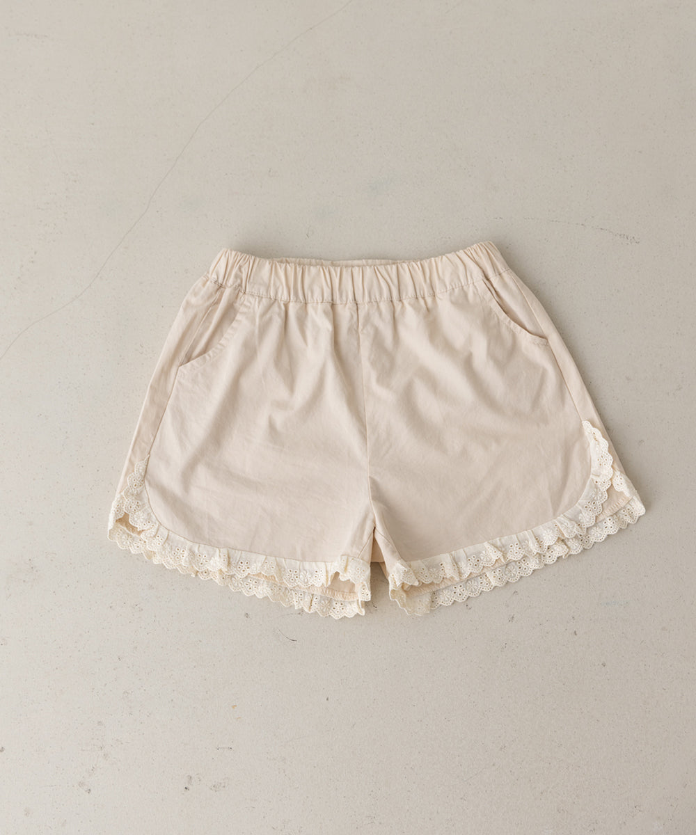 裾レースフリルショートパンツ