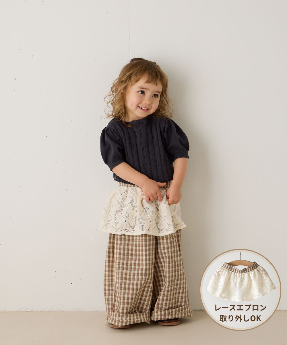 レースエプロン付きチェックパンツ