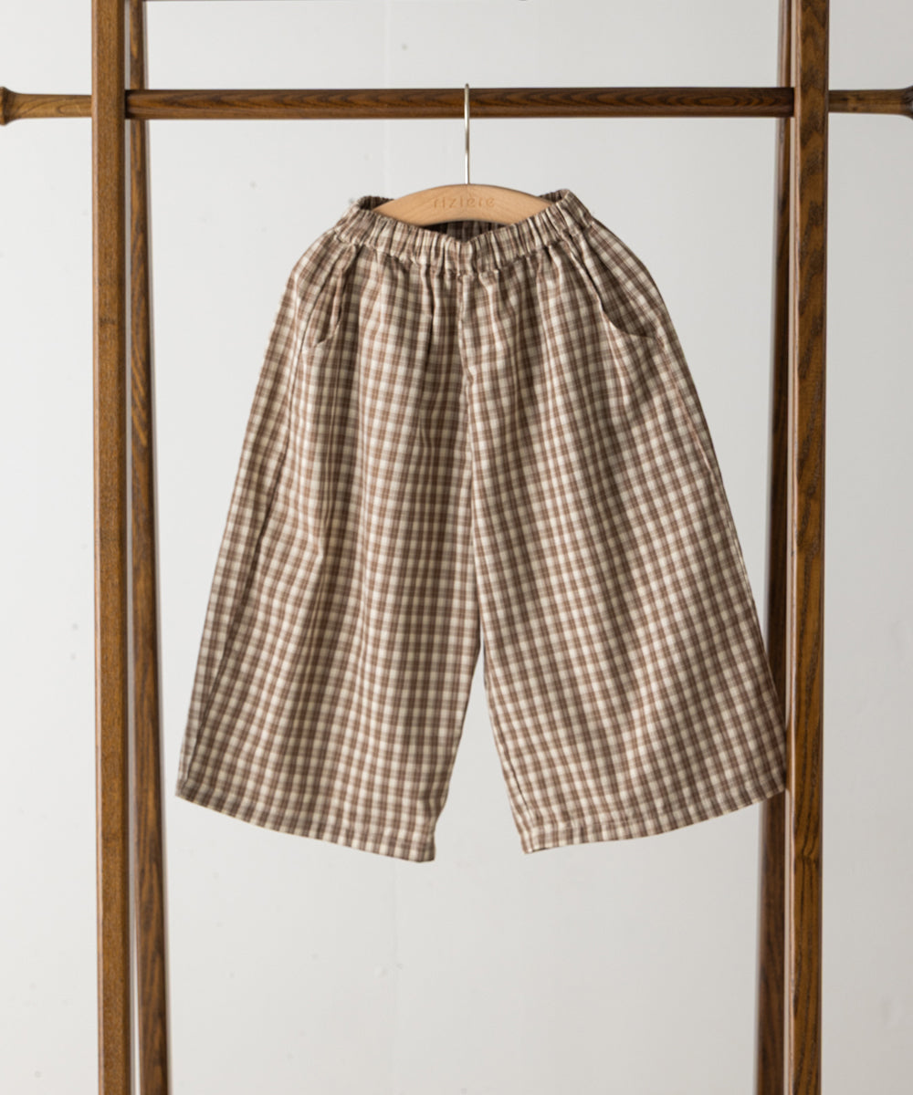 レースエプロン付きチェックパンツ