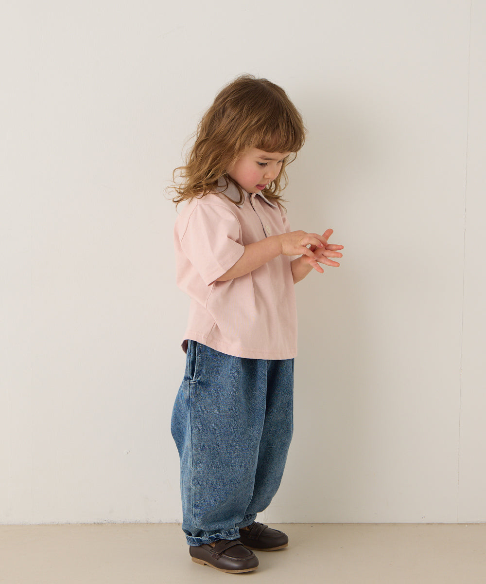 ストーンウォッシュテーパードデニムパンツ