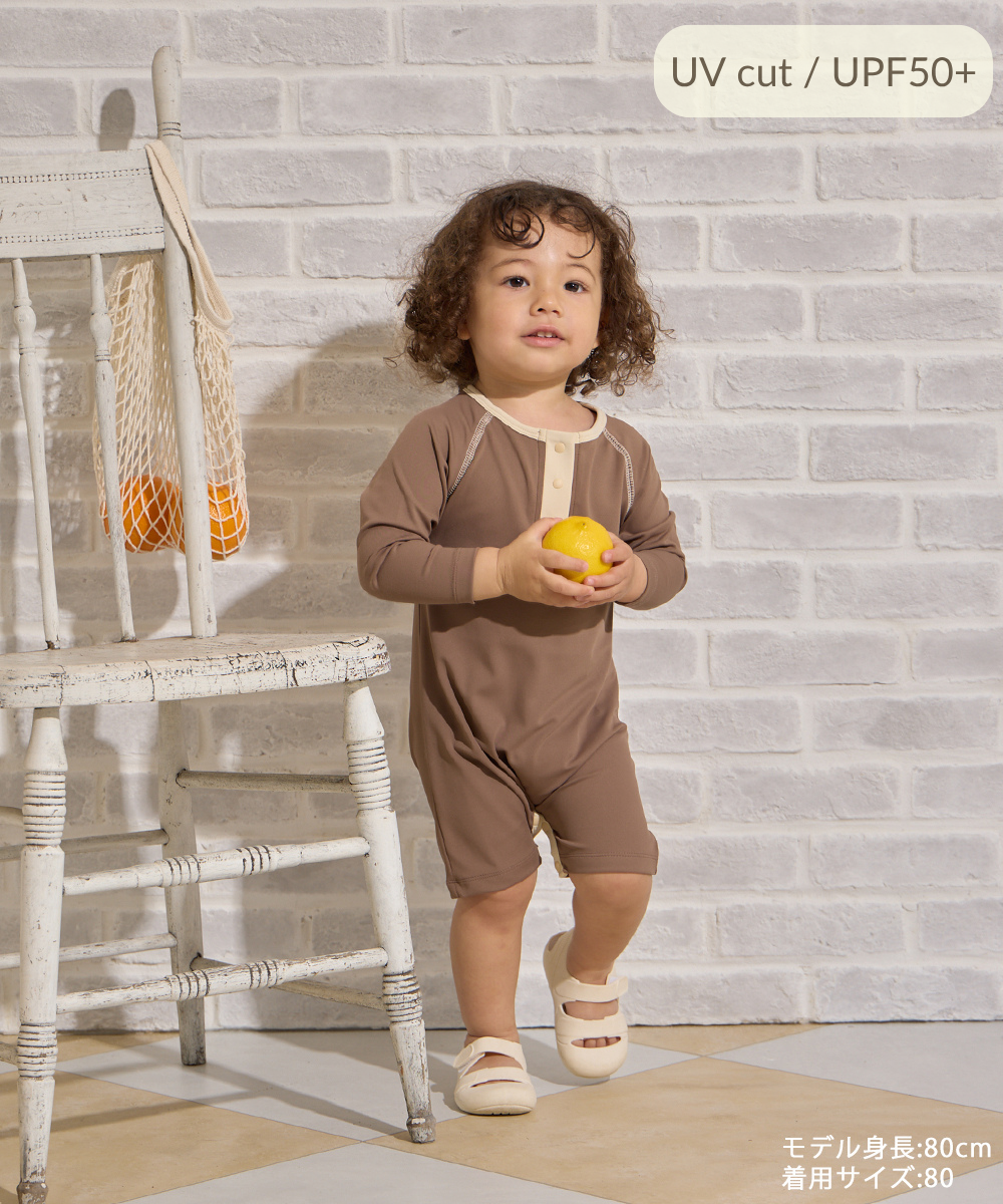 【リンク】UVカット配色ロンパースラッシュガード(UPF50+)