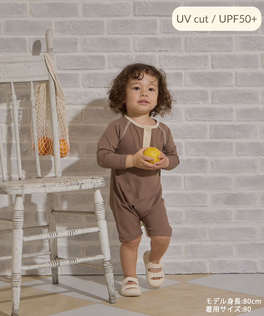 【リンク】UVカット配色ロンパースラッシュガード(UPF50+)