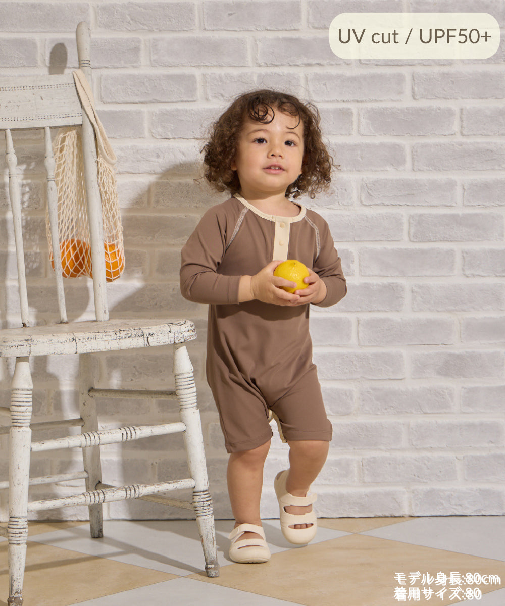 【リンク】UVカット配色ロンパースラッシュガード(UPF50+)