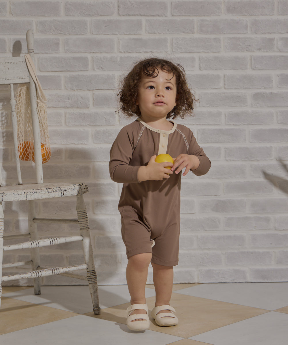 【リンク】UVカット配色ロンパースラッシュガード(UPF50+)