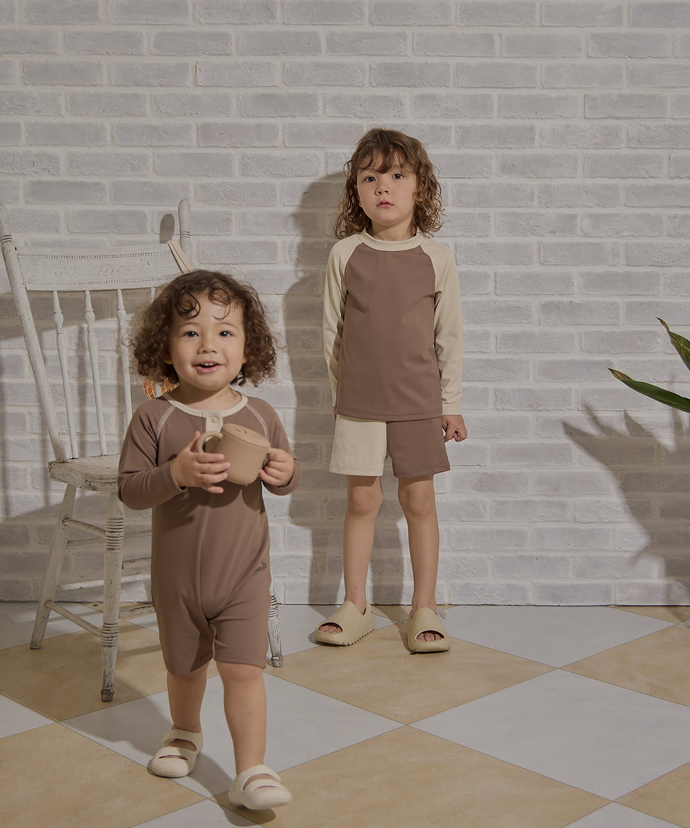 【リンク】UVカット配色ロンパースラッシュガード(UPF50+)