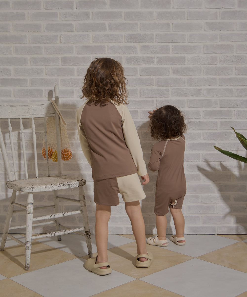 【リンク】UVカット配色ロンパースラッシュガード(UPF50+)