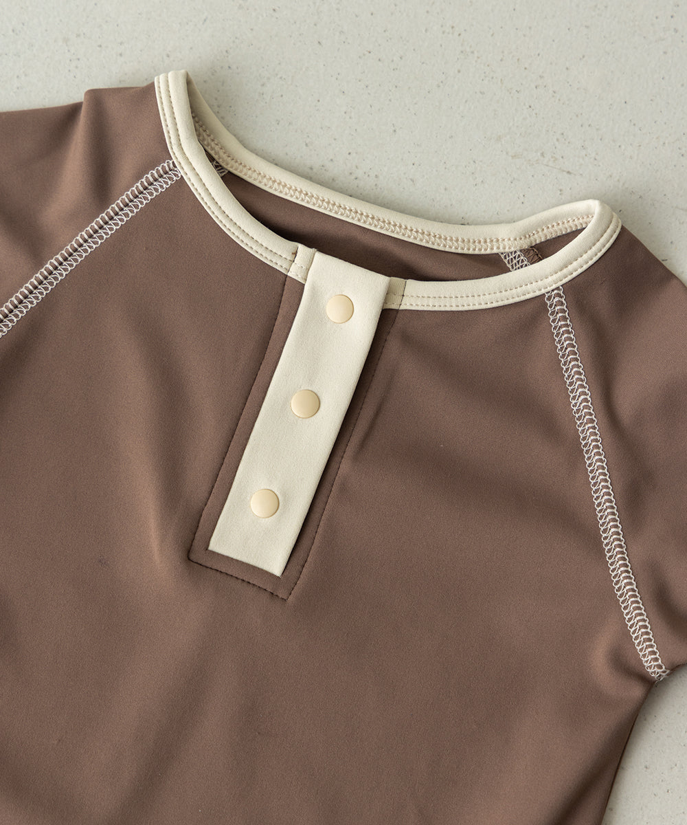 【リンク】UVカット配色ロンパースラッシュガード(UPF50+)