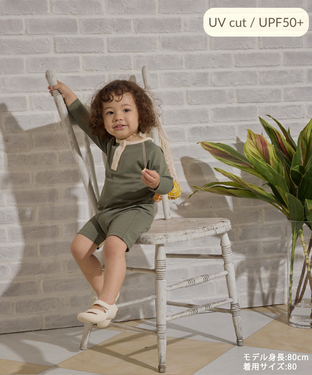 【リンク】UVカット配色ロンパースラッシュガード(UPF50+)