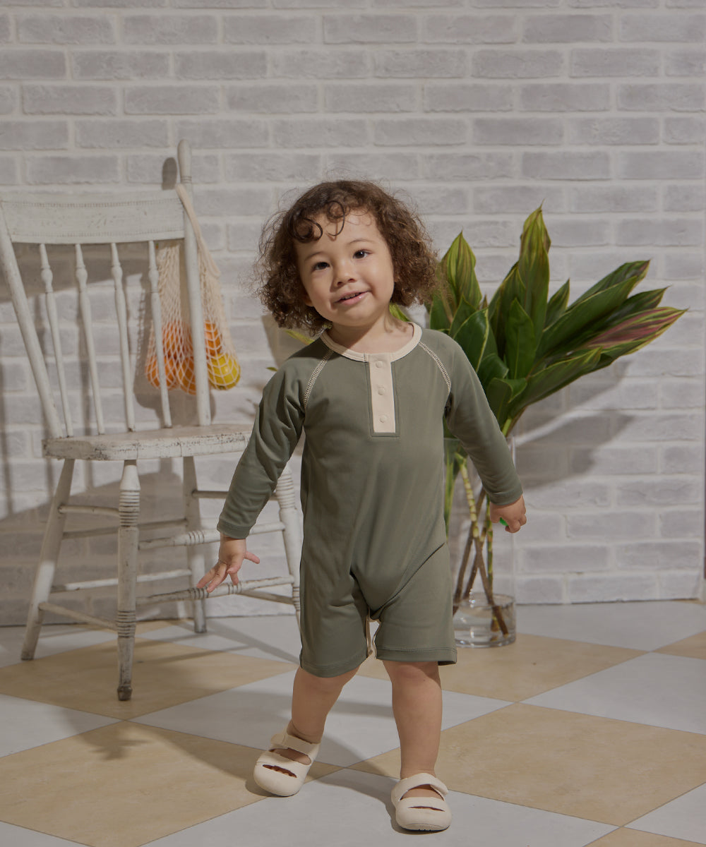 【リンク】UVカット配色ロンパースラッシュガード(UPF50+)