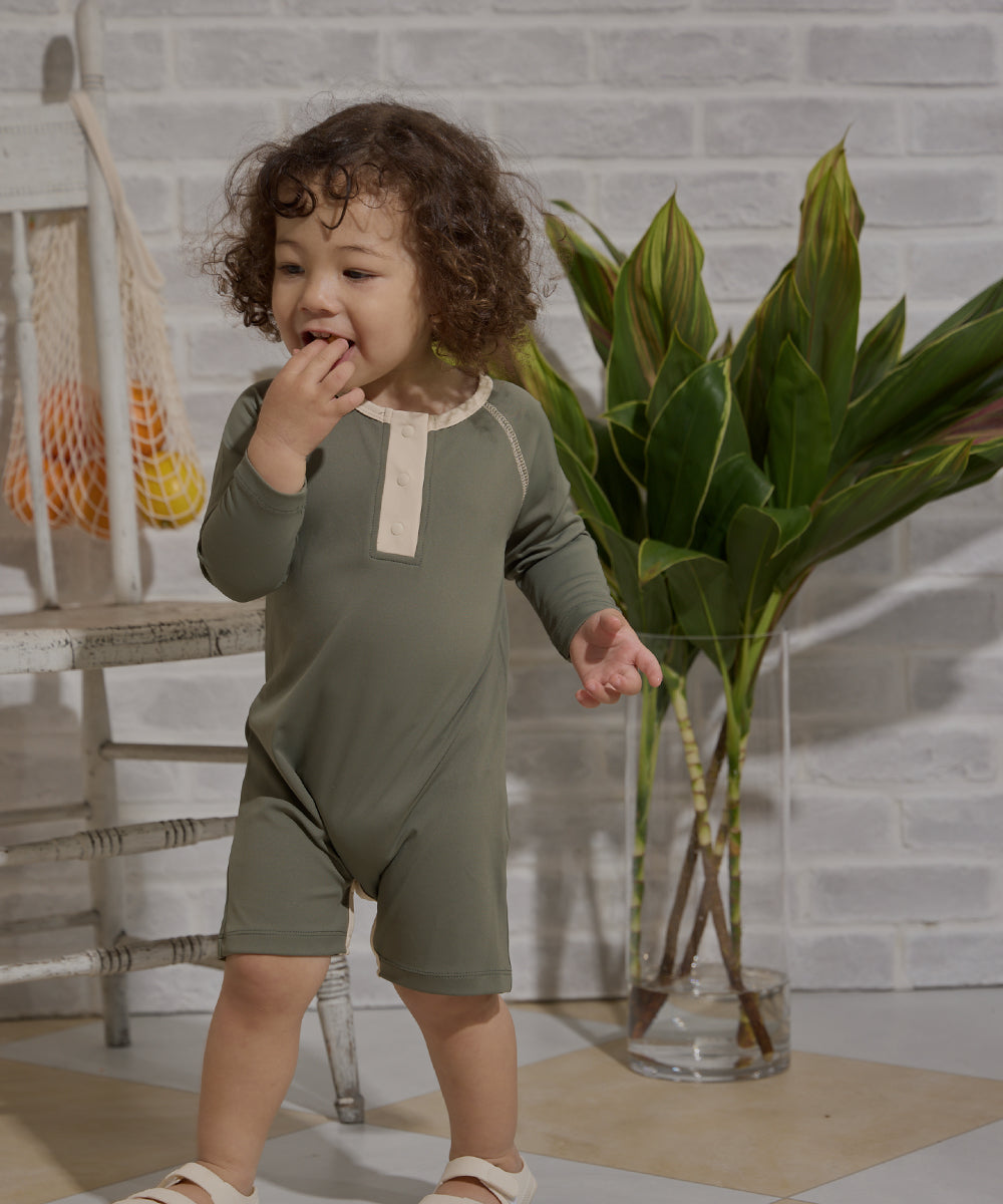 【リンク】UVカット配色ロンパースラッシュガード(UPF50+)