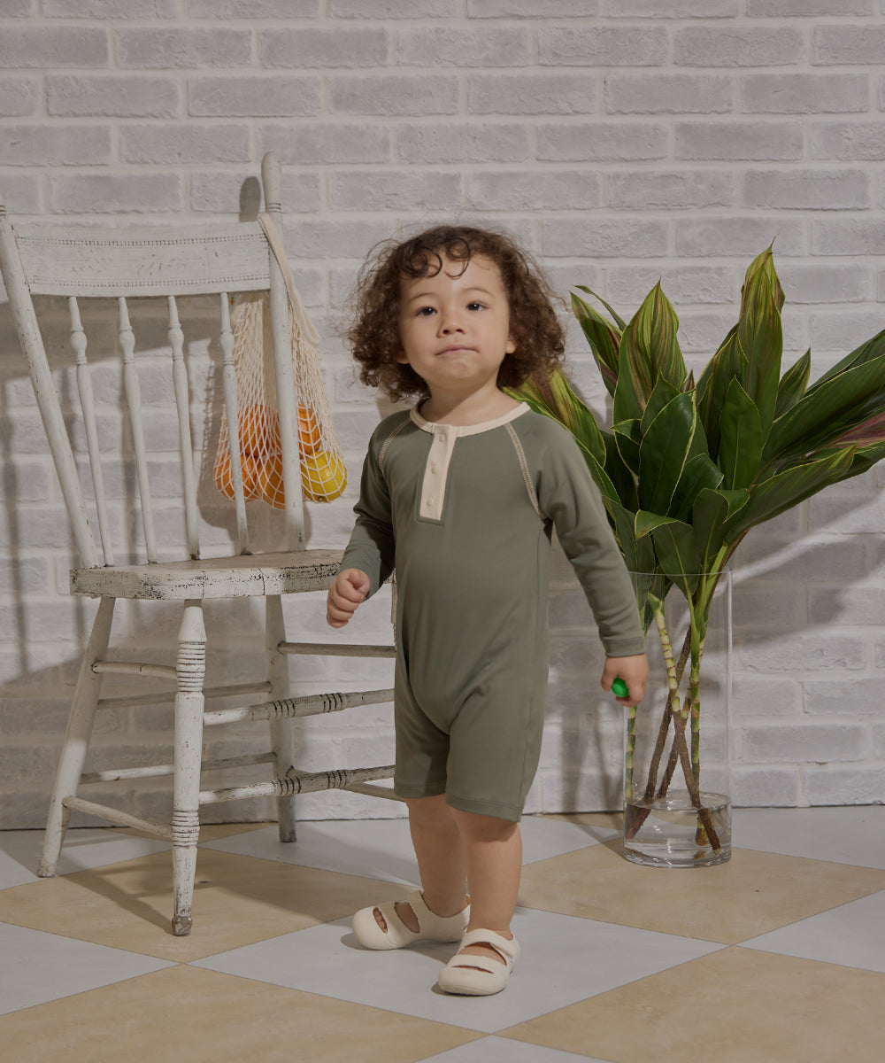 【リンク】UVカット配色ロンパースラッシュガード(UPF50+)