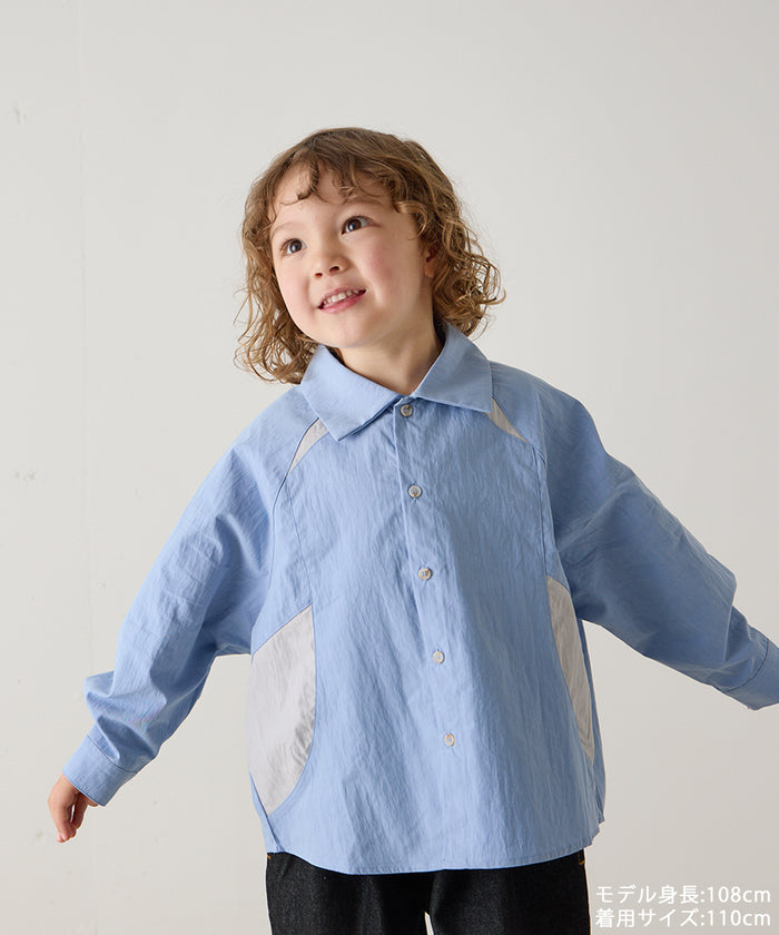 バイカラーラグランスリーブシャツ