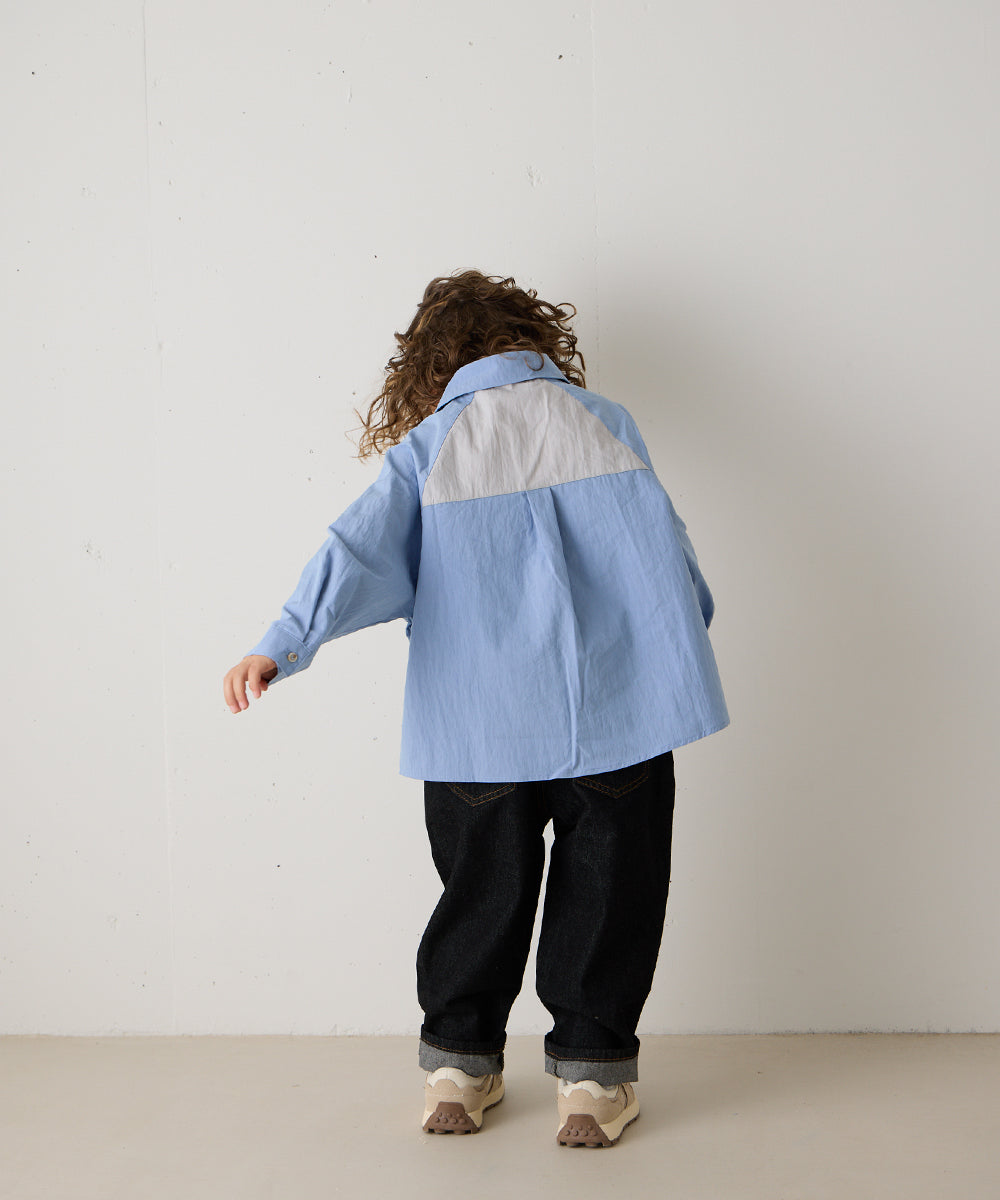 バイカラーラグランスリーブシャツ