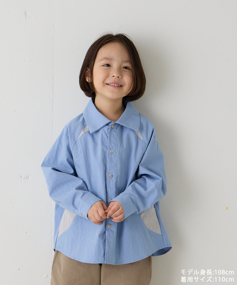 選べる2色コットンバンドカラーストライプシャツ（ボタン取り外し対応）