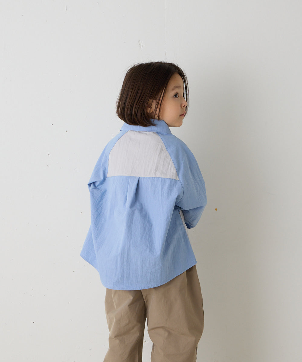 バイカラーラグランスリーブシャツ