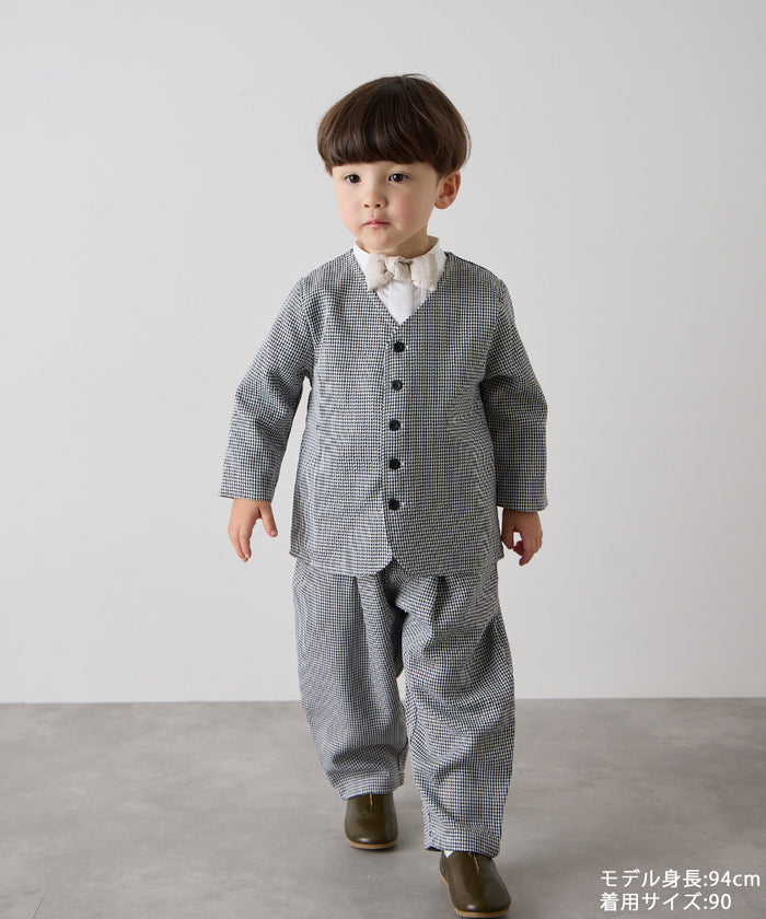 千鳥格子シングルノーカラーセットアップ