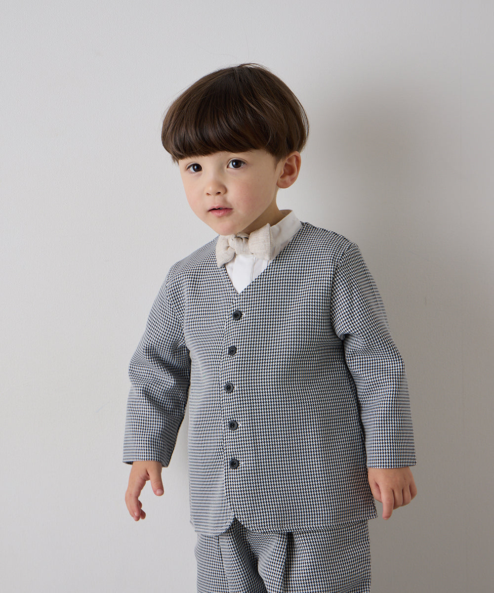 千鳥格子シングルノーカラーセットアップ