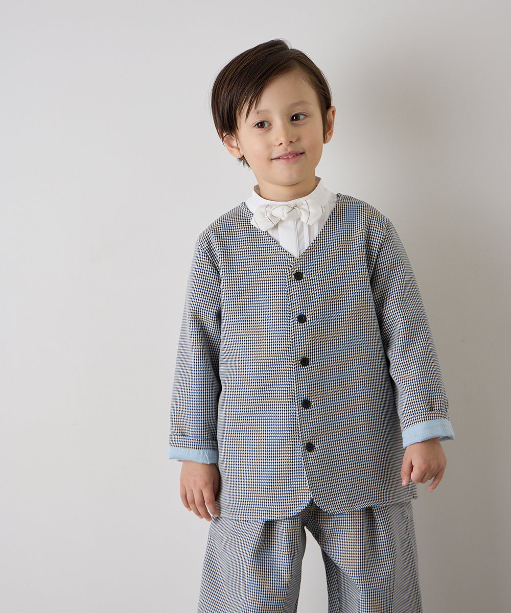 千鳥格子シングルノーカラーセットアップ