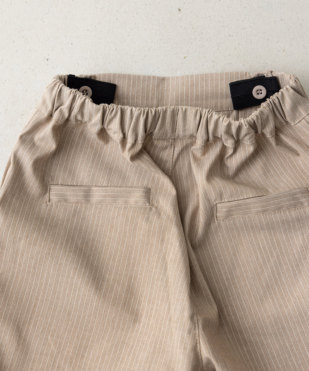 ストライプ柄ノーカラージャケットセットアップ