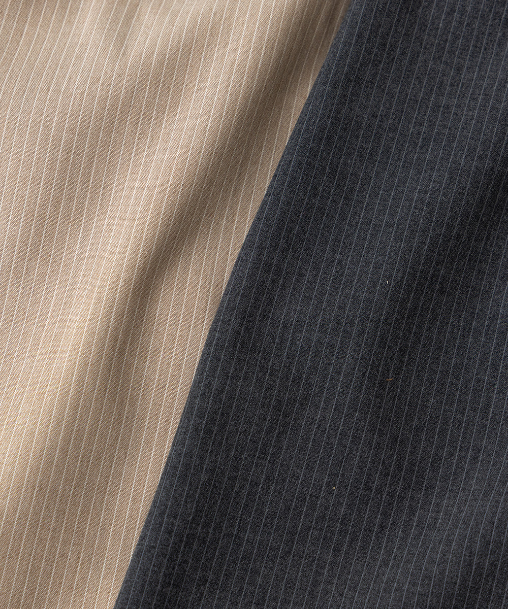 ストライプ柄ノーカラージャケットセットアップ