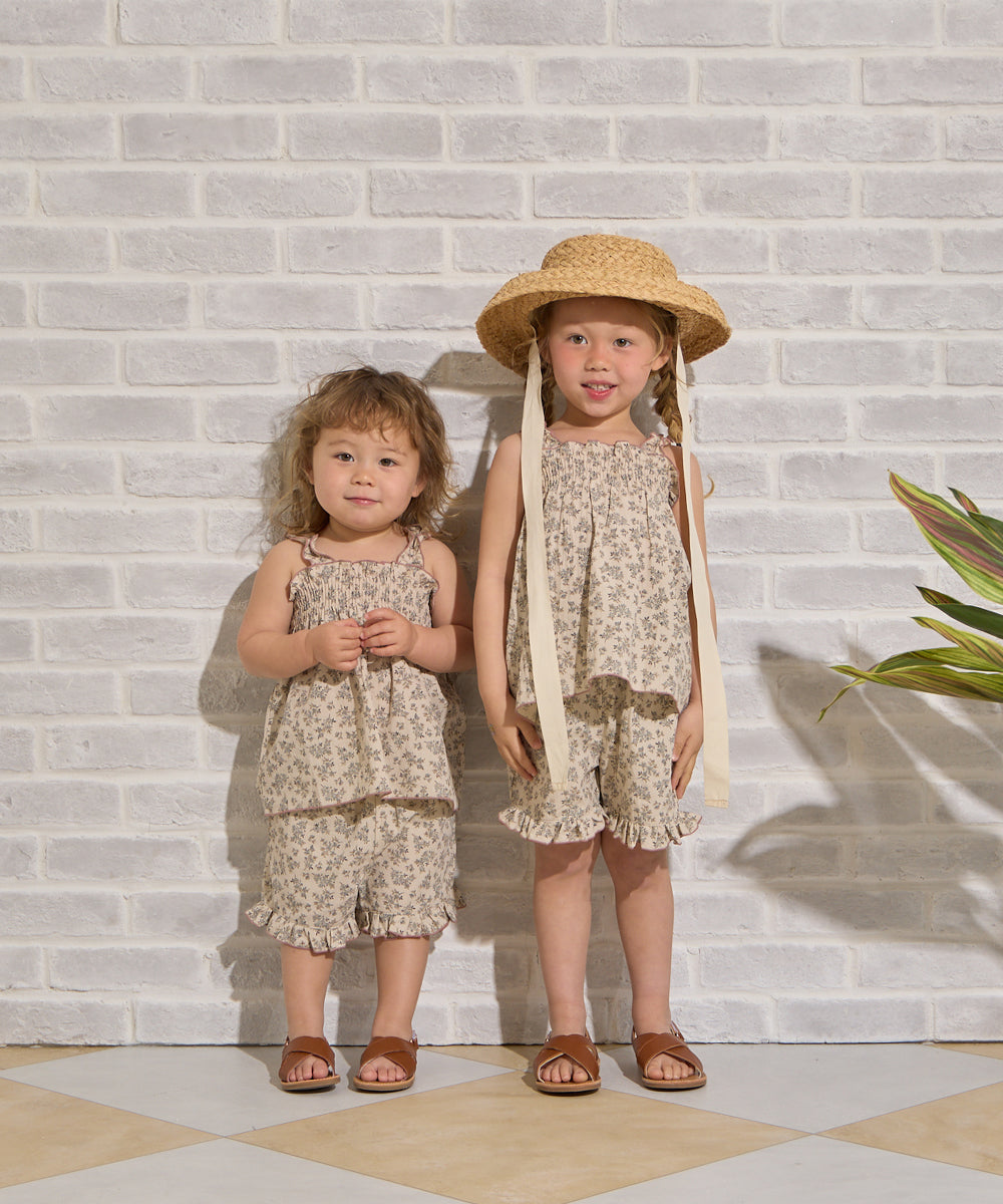 小花柄シャーリングセットアップ