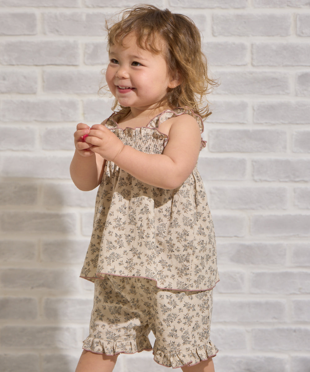 小花柄シャーリングセットアップ