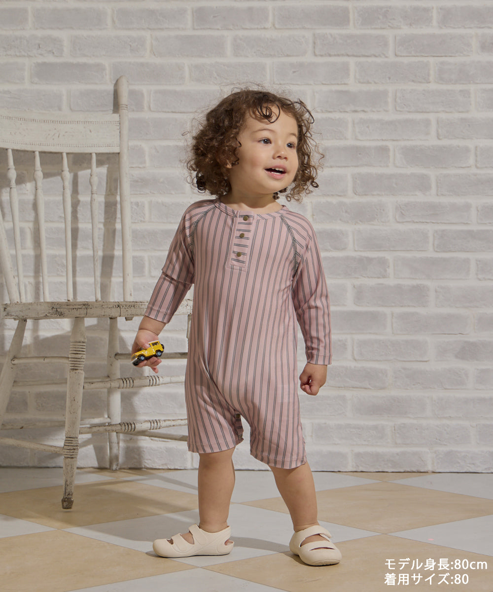 【リンク】ストライプ柄ロンパーススイムウェア