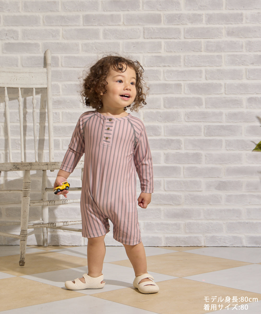 【リンク】ストライプ柄ロンパーススイムウェア