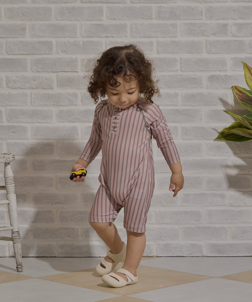 【リンク】ストライプ柄ロンパーススイムウェア