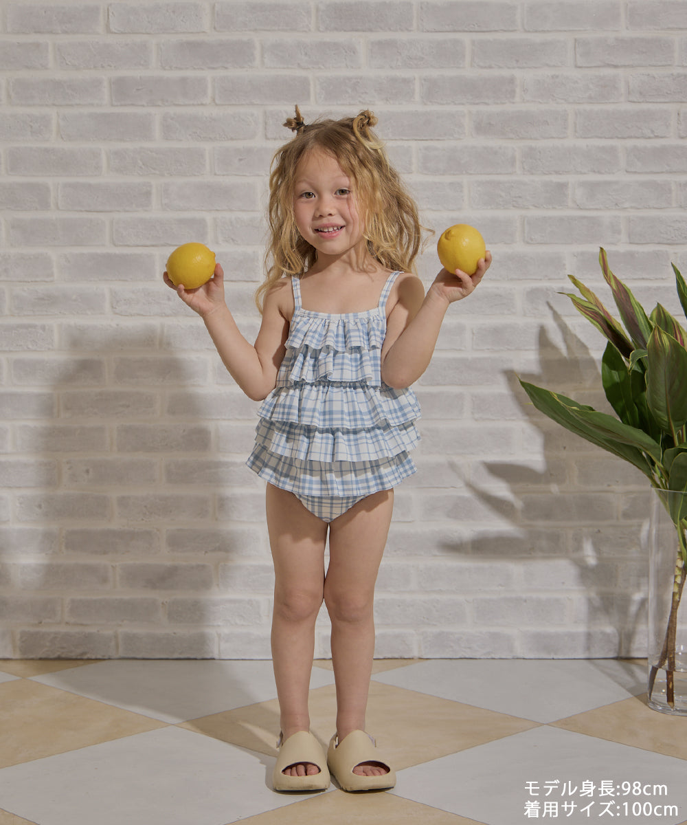 選べる2柄フラワー＆チェックティアードフリルスイムウェア