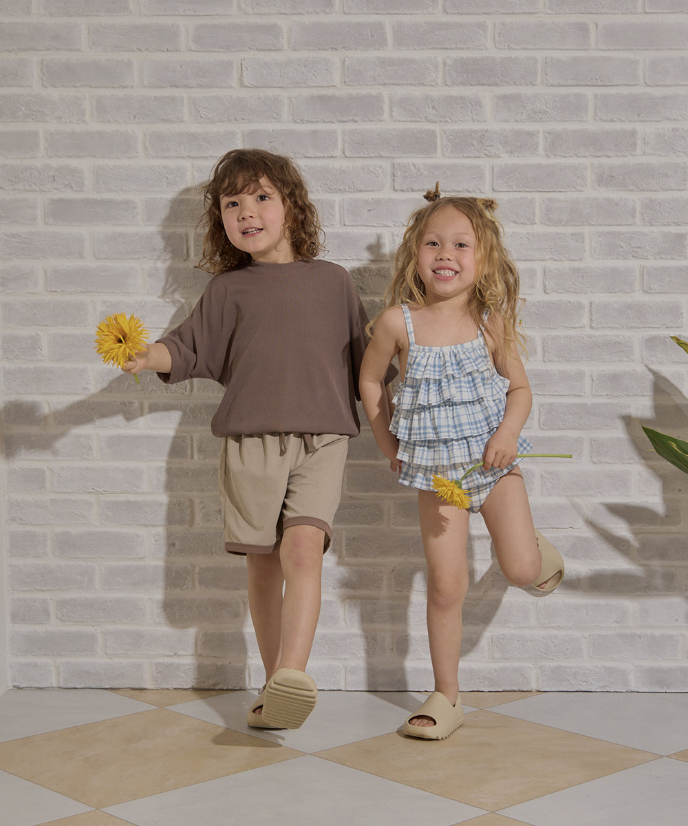 選べる2柄フラワー＆チェックティアードフリルスイムウェア