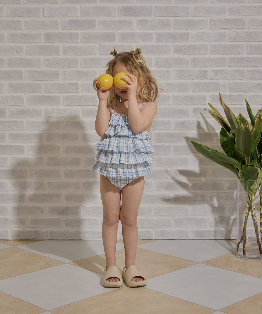 選べる2柄フラワー＆チェックティアードフリルスイムウェア