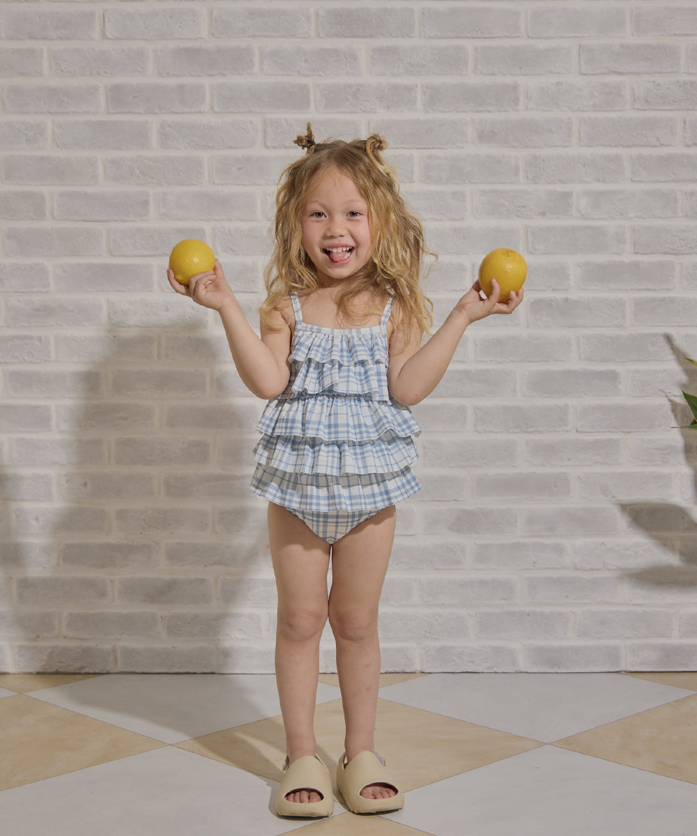 選べる2柄フラワー＆チェックティアードフリルスイムウェア