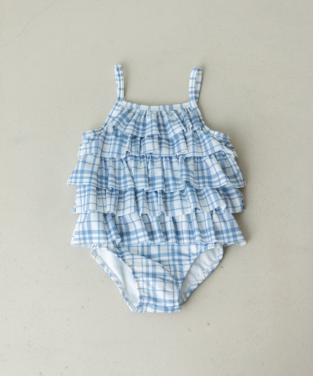 選べる2柄フラワー＆チェックティアードフリルスイムウェア