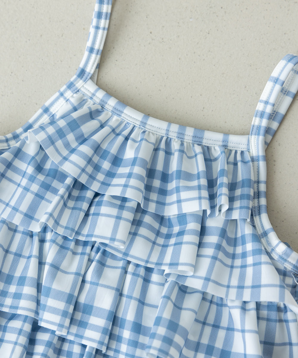 選べる2柄フラワー＆チェックティアードフリルスイムウェア