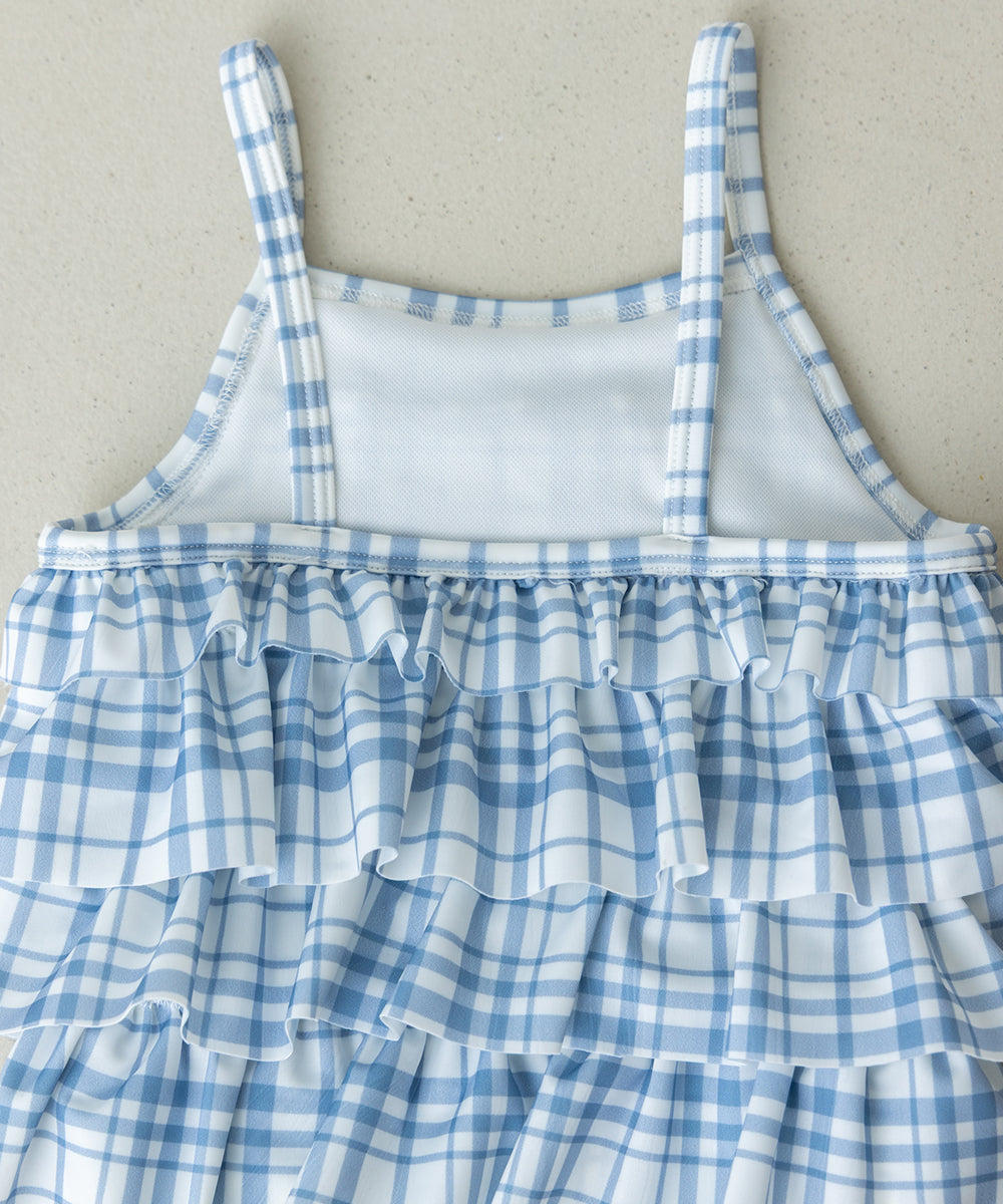 選べる2柄フラワー＆チェックティアードフリルスイムウェア