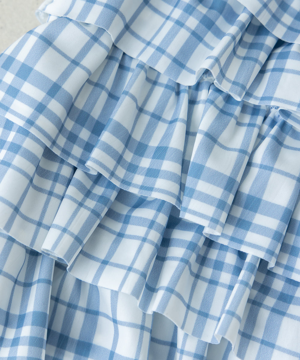 選べる2柄フラワー＆チェックティアードフリルスイムウェア