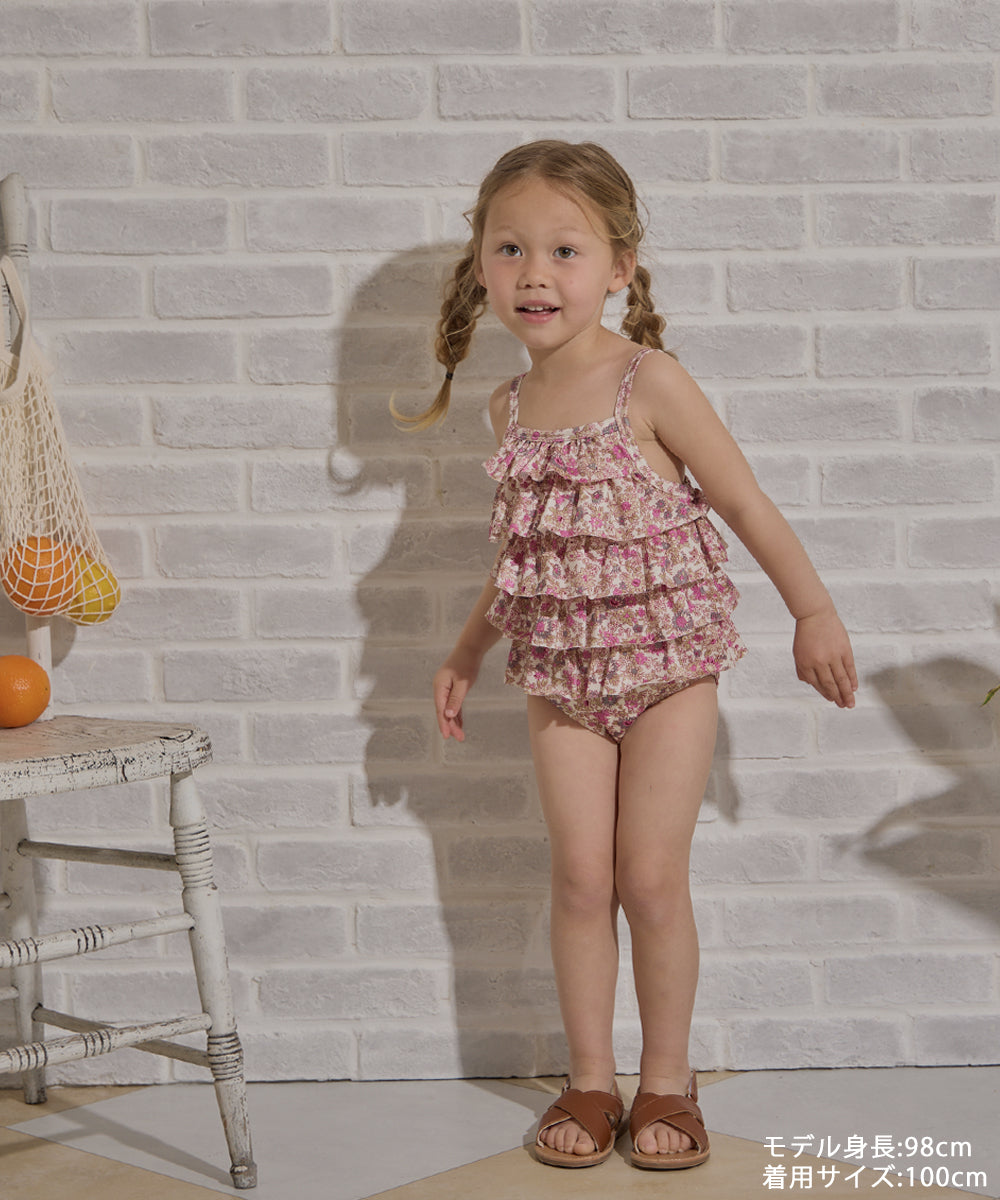 選べる2柄フラワー＆チェックティアードフリルスイムウェア